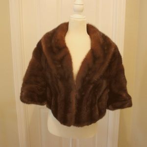 Vintage Chestnut Brown Elsa Schiaparelli Fur Cape Capelet M/L Couture Salon